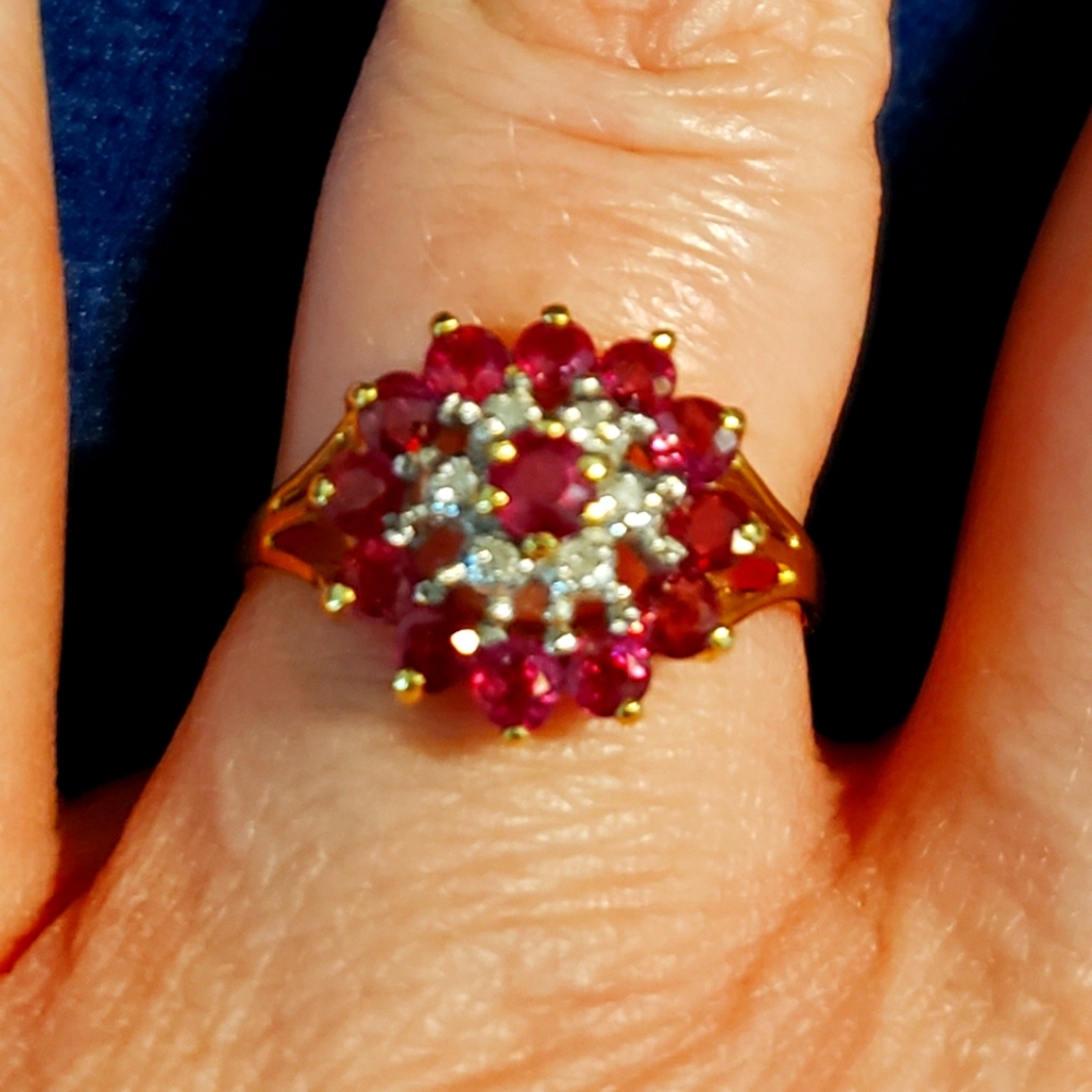 14K Yellow Gold Ruby Diamond Ring